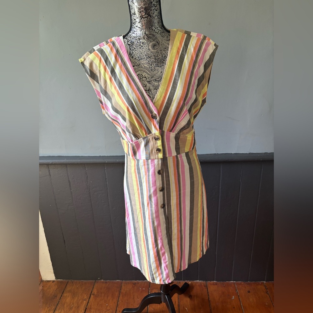 LOFT Multicolor Striped Mini Dress Size 10 Petite
